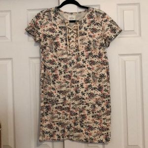 Sézane denim floral lace up shift dress